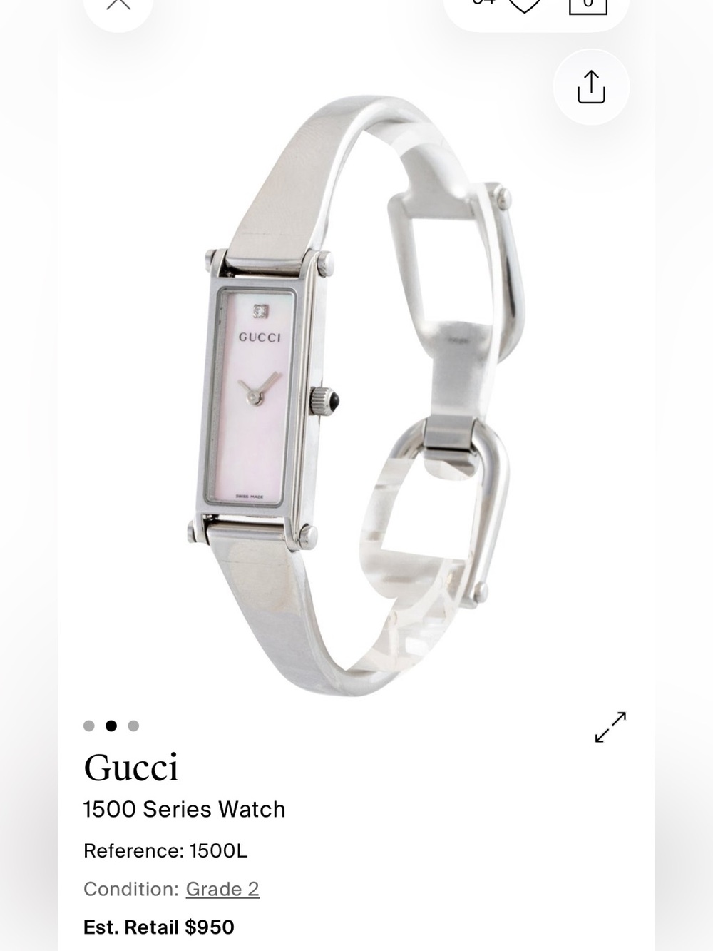 Gucci Silver Bracelet Watch with Pink Mother-of-Pearl Dial